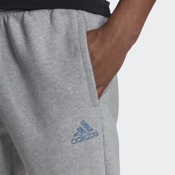 Stadium Fleece Badge Of Sport Pantalon Revers Adidas Gris Moyen