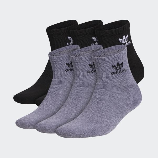 Adidas Trèfle Quarter Chaussettes 6 Paires Gris Moyen