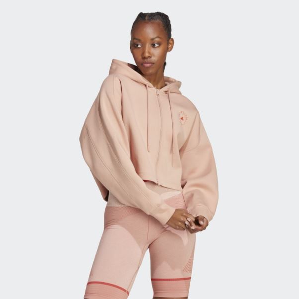 Sweat à Capuche Court Adidas By Stella Mccartney Mode Amande Douce