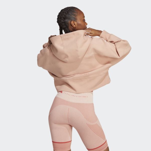 Sweat à Capuche Court Adidas By Stella Mccartney Mode Amande Douce
