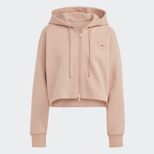 Sweat à Capuche Court Adidas By Stella Mccartney Mode Amande Douce
