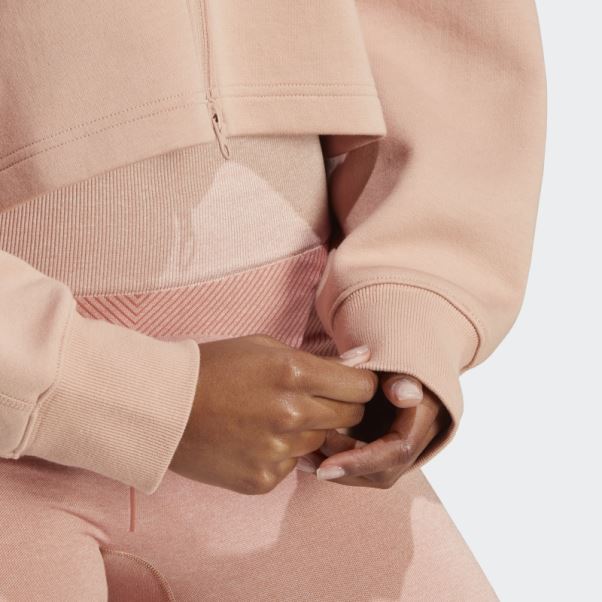 Sweat à Capuche Court Adidas By Stella Mccartney Mode Amande Douce