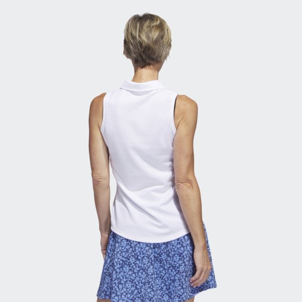 Polo De Golf Sans Manches Texture Adidas Blanc