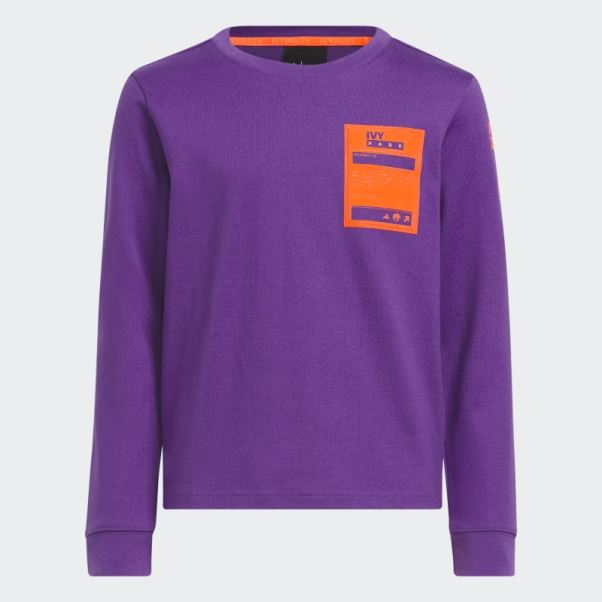Adidas T-shirt Graphique à Manches Longues Violet Fashion