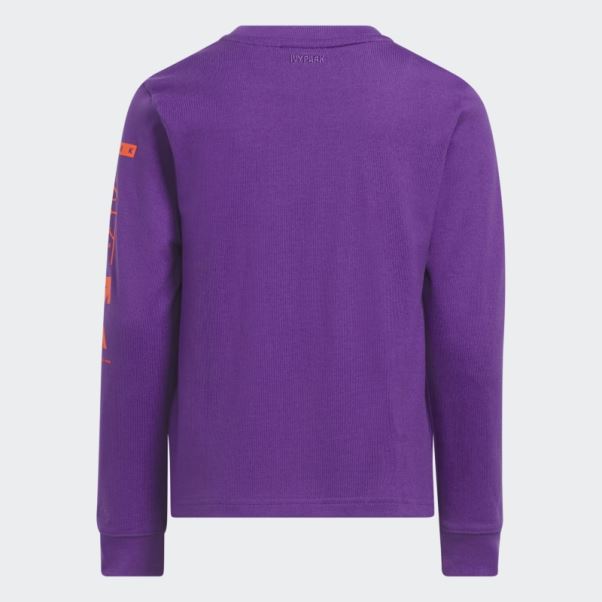 Adidas T-shirt Graphique à Manches Longues Violet Fashion