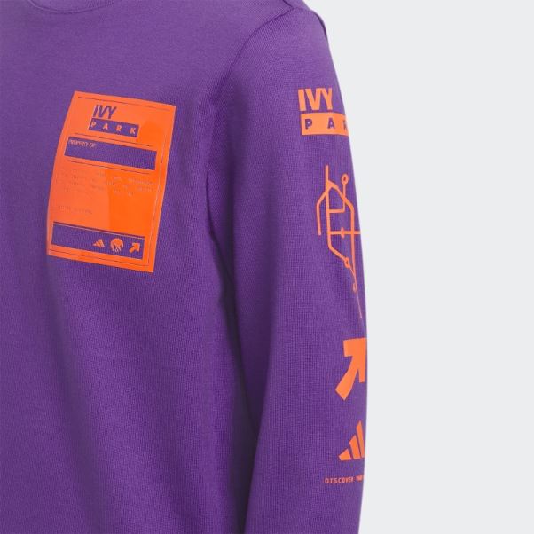 Adidas T-shirt Graphique à Manches Longues Violet