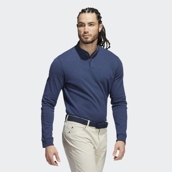 Go-to Polo Henley Manches Longues Bleu Marine Adidas