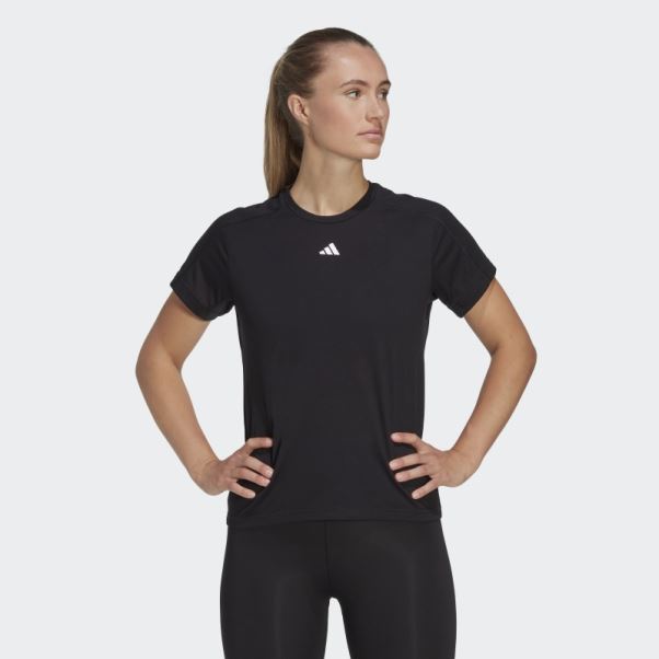Aeroready Train Essentials T-shirt Ras Du Cou Minimal Branding Noir Adidas