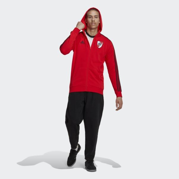 Adidas River Plate 3-stripes Sweat à Capuche Rouge