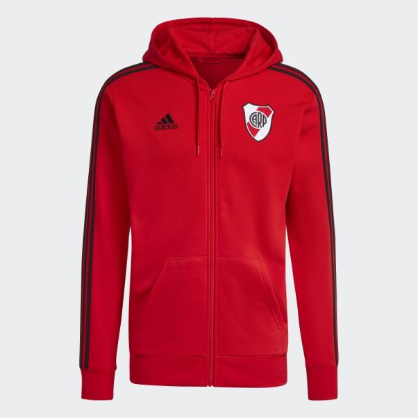 Adidas River Plate 3-stripes Sweat à Capuche Rouge