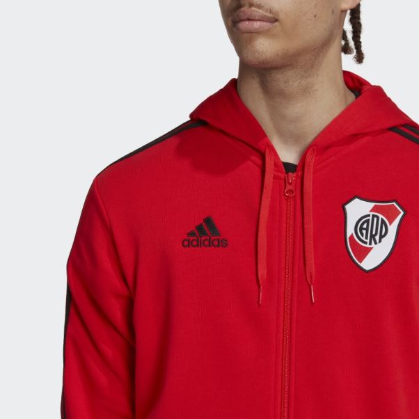 Adidas River Plate 3-stripes Sweat à Capuche Rouge