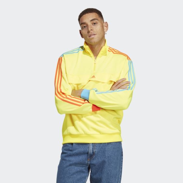 Sweat Adidas Kidcore Demi-zip Jaune Chaud