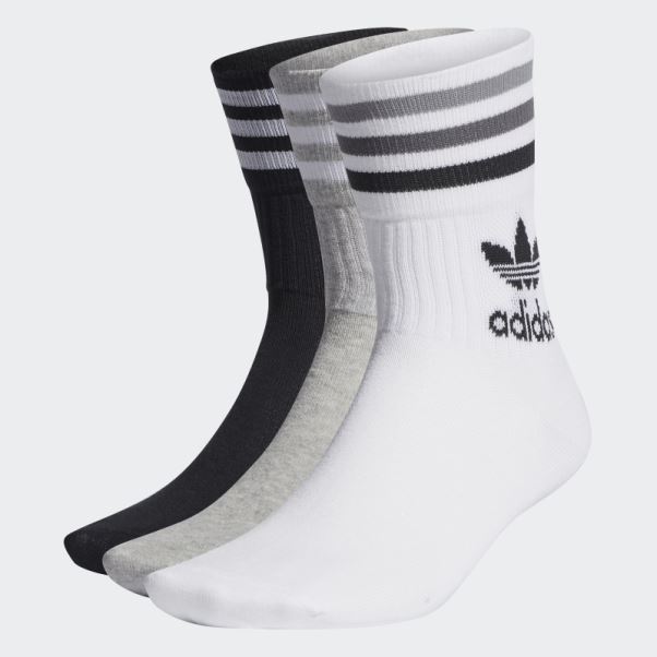 Chaussettes Mi-hautes Adidas - 3 Paires Gris Moyen