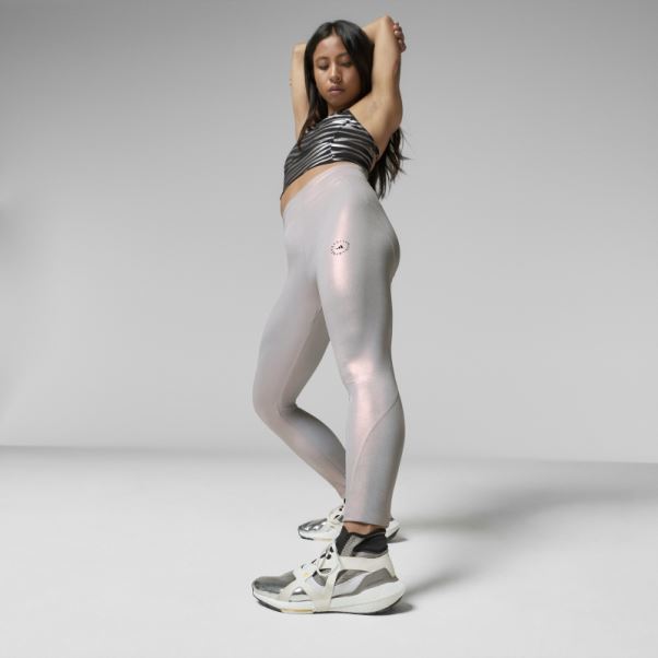 Adidas By Stella Mccartney Leggings D'entraînement Brillants Rose Brumeux Chaud