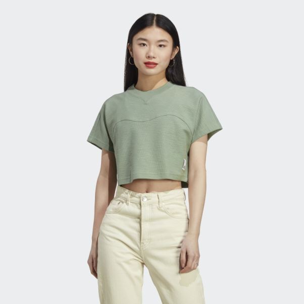 Lounge Terry Loop Crop Top Adidas Argent Vert