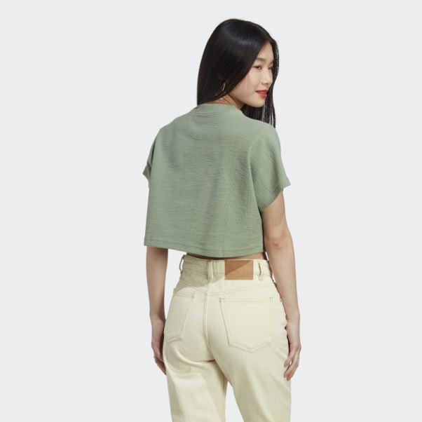 Lounge Terry Loop Crop Top Adidas Argent Vert