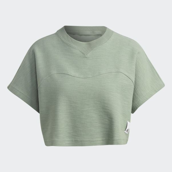 Lounge Terry Loop Crop Top Adidas Argent Vert