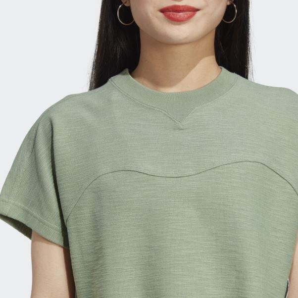 Lounge Terry Loop Crop Top Adidas Argent Vert