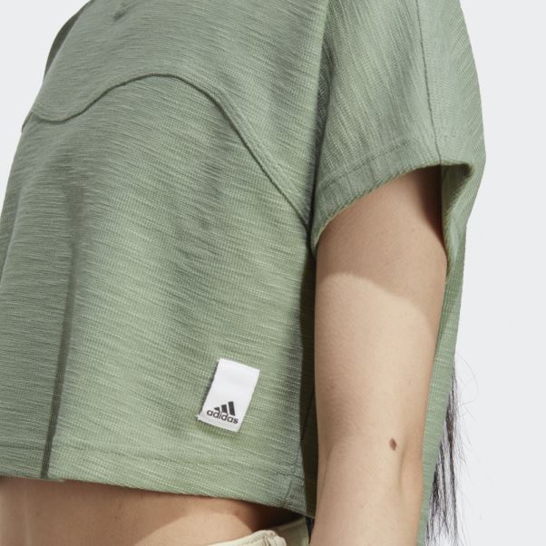 Lounge Terry Loop Crop Top Adidas Argent Vert