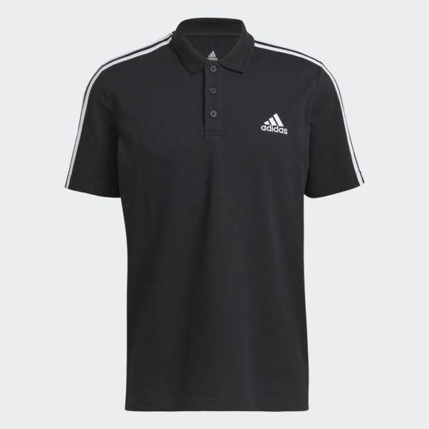 Polo Aeroready Essentials Piqué Brodé Petit Logo 3 Bandes Adidas Noir