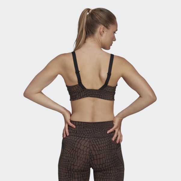 Soutien-gorge D'entraînement à Maintien Moyen Powerimpact Luxe Imprimé Hiit Marron Adidas