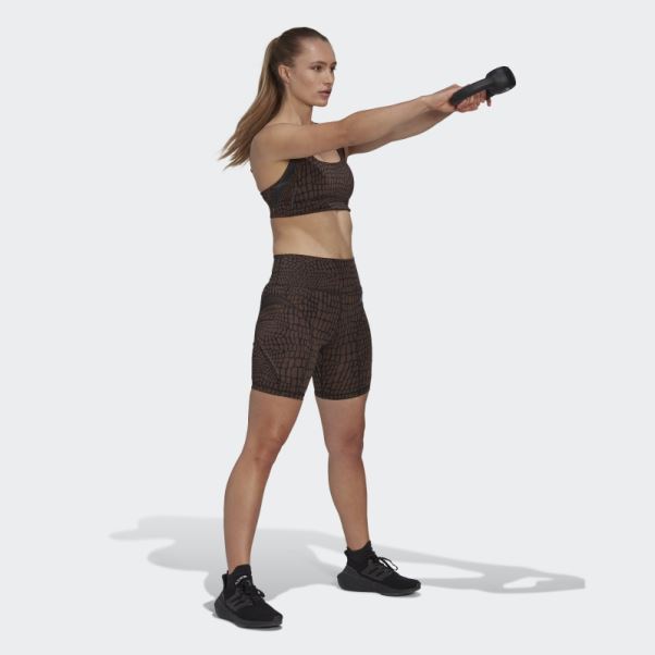 Soutien-gorge D'entraînement à Maintien Moyen Powerimpact Luxe Imprimé Hiit Marron Adidas