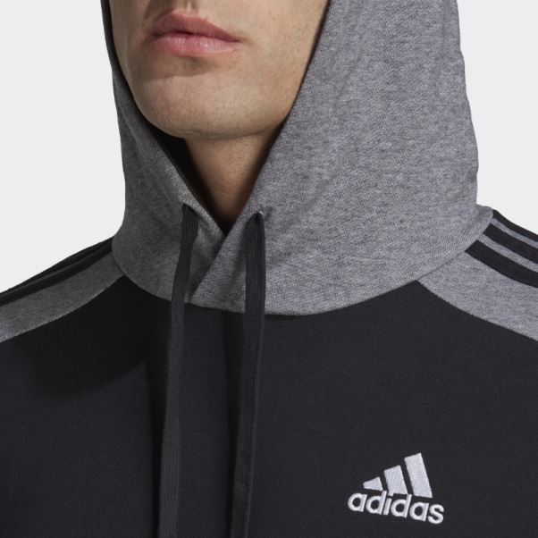 Sweat à Capuche En Molleton Chiné Essentials Noir Adidas