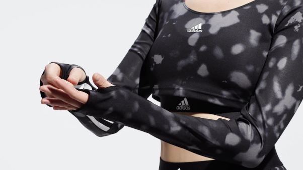 Adidas Hyperglam Cut 3-stripes Crop Top Manches Longues Noir