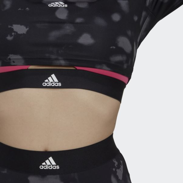 Adidas Hyperglam Cut 3-stripes Crop Top Manches Longues Noir