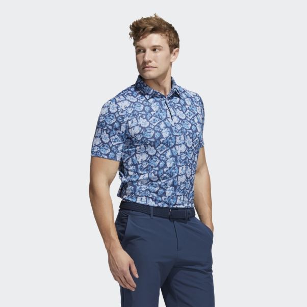 Polo En Contenu Recyclé Adidas Cobblestone Aqua
