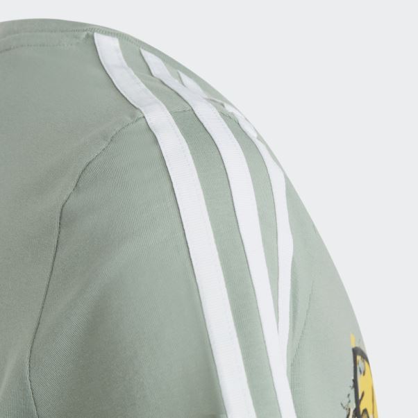 Adidas Robe T-shirt Imprimé Animal Vert Argent