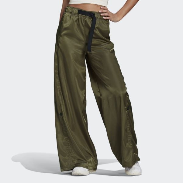 Adidas Pantalon Large En Satin Olive