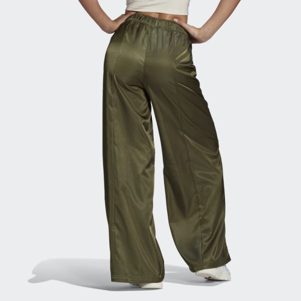 Adidas Pantalon Large En Satin Olive
