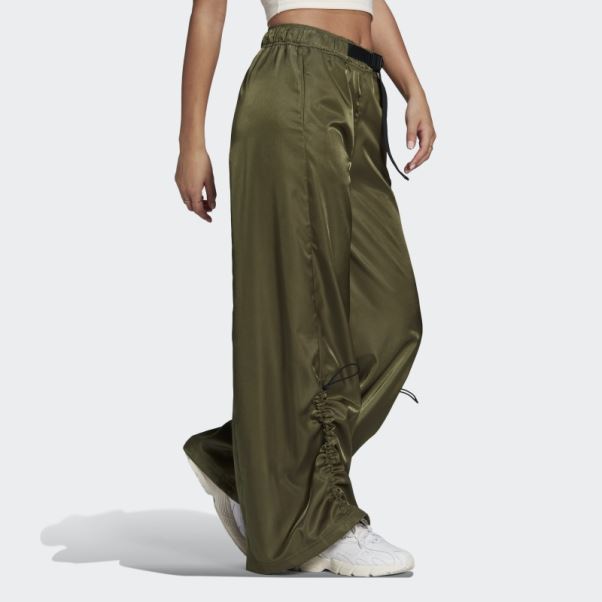 Adidas Pantalon Large En Satin Olive