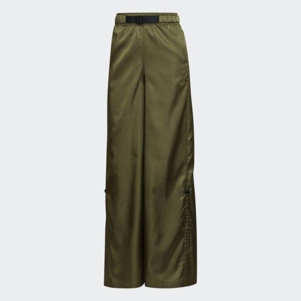 Adidas Pantalon Large En Satin Olive