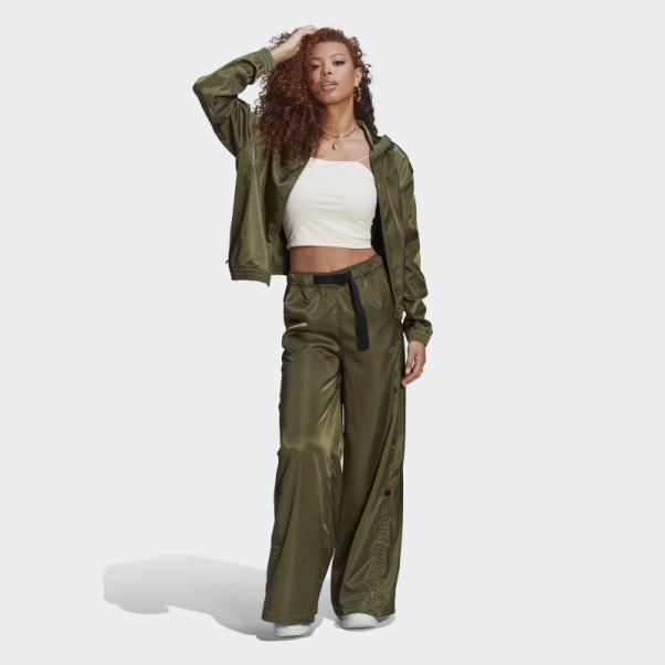 Adidas Pantalon Large En Satin Olive