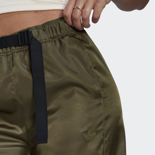 Adidas Pantalon Large En Satin Olive