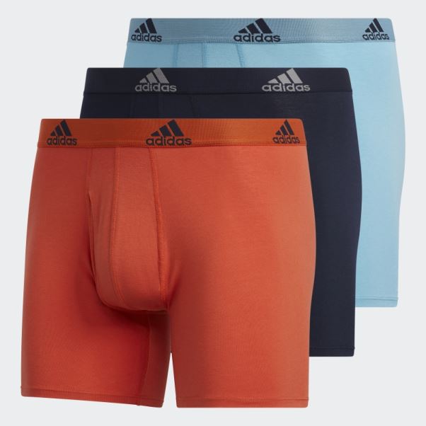 3 Paires De Boxers Bleus En Coton Stretch Adidas