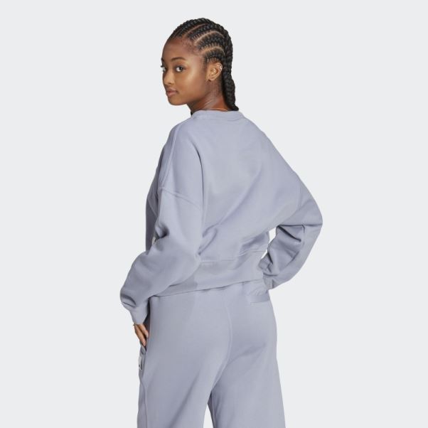 Sweat-shirt Adidas Lounge Fleece Violet Argenté