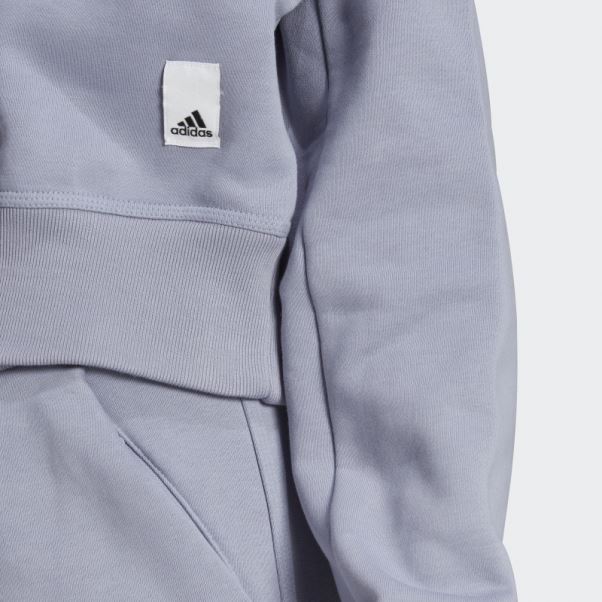 Sweat-shirt Adidas Lounge Fleece Violet Argenté
