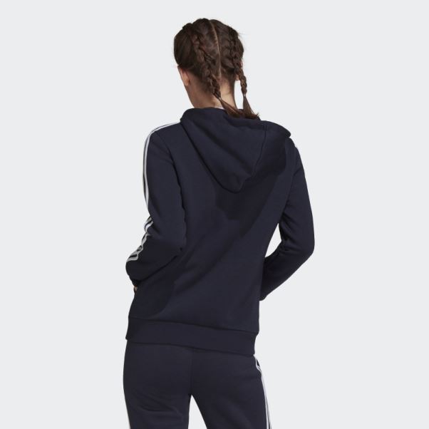 Sweat à Capuche Zippé Adidas Essentials Fleece 3-stripes Blanc Chaud
