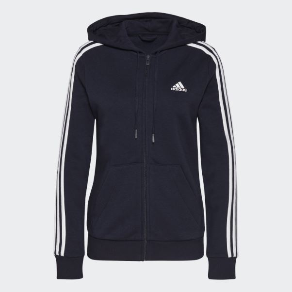 Sweat à Capuche Zippé Adidas Essentials Fleece 3-stripes Blanc Chaud