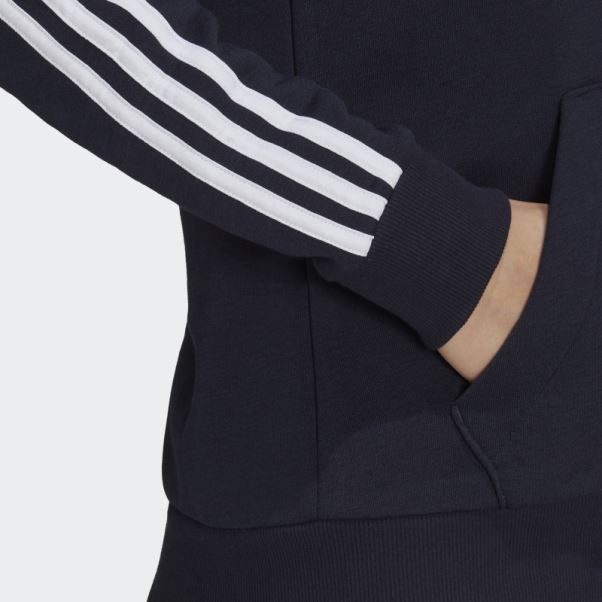 Sweat à Capuche Zippé Adidas Essentials Fleece 3-stripes Blanc Chaud
