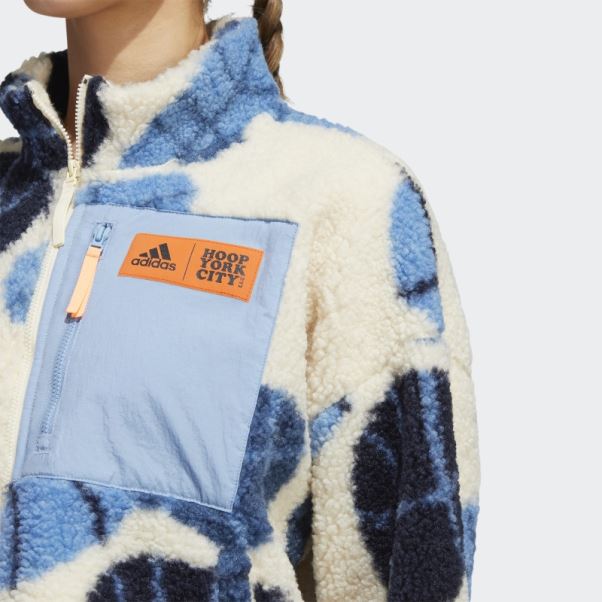 Adidas Hoop York City Sherpa Veste écru Teinte