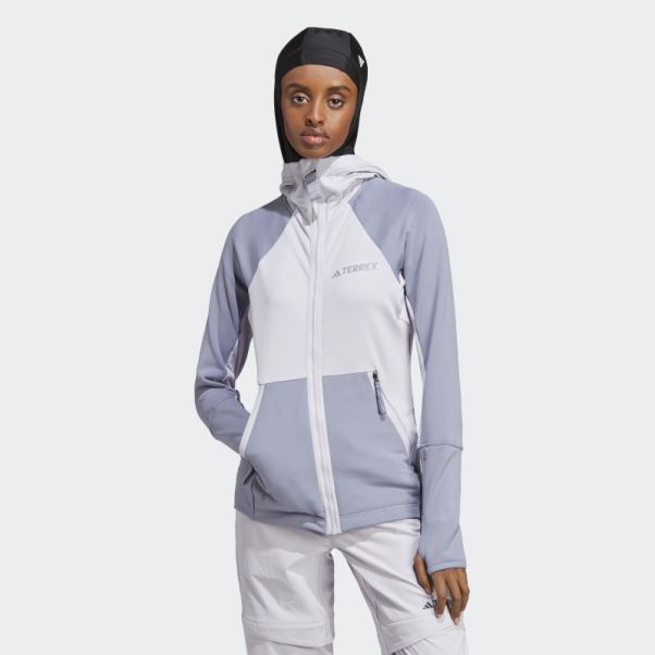 Silver Dawn Veste Polaire De Randonnée à Capuche Adidas Terrex Tech Flooce