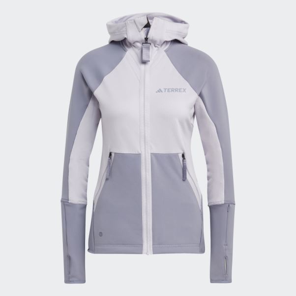 Silver Dawn Veste Polaire De Randonnée à Capuche Adidas Terrex Tech Flooce