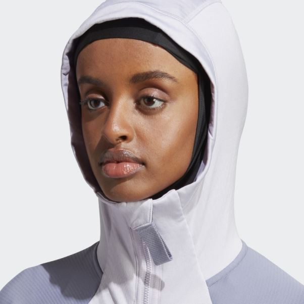 Silver Dawn Veste Polaire De Randonnée à Capuche Adidas Terrex Tech Flooce