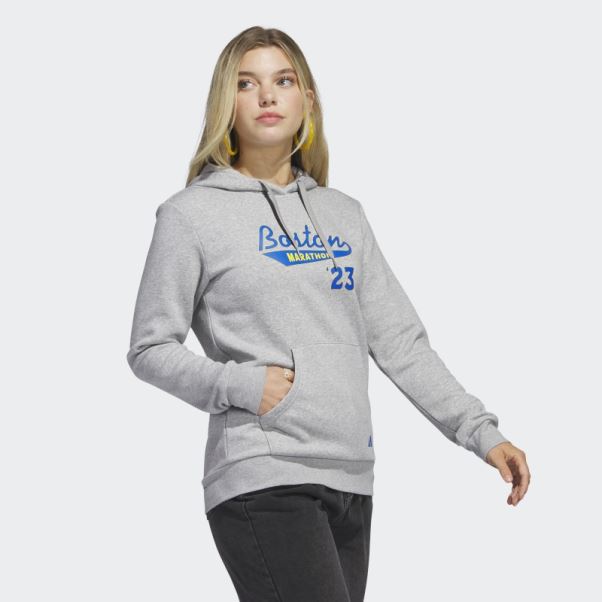 Boston Marathon 2023 Sweat à Capuche Graphique Classique Gris Moyen Adidas