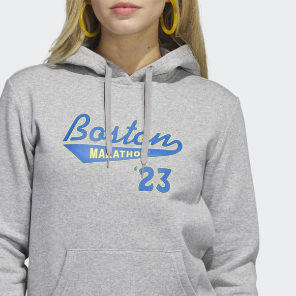 Boston Marathon 2023 Sweat à Capuche Graphique Classique Gris Moyen Adidas