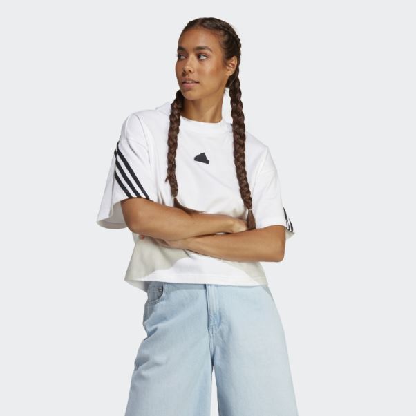 T-shirt Blanc élégant à 3 Bandes Future Icons Adidas